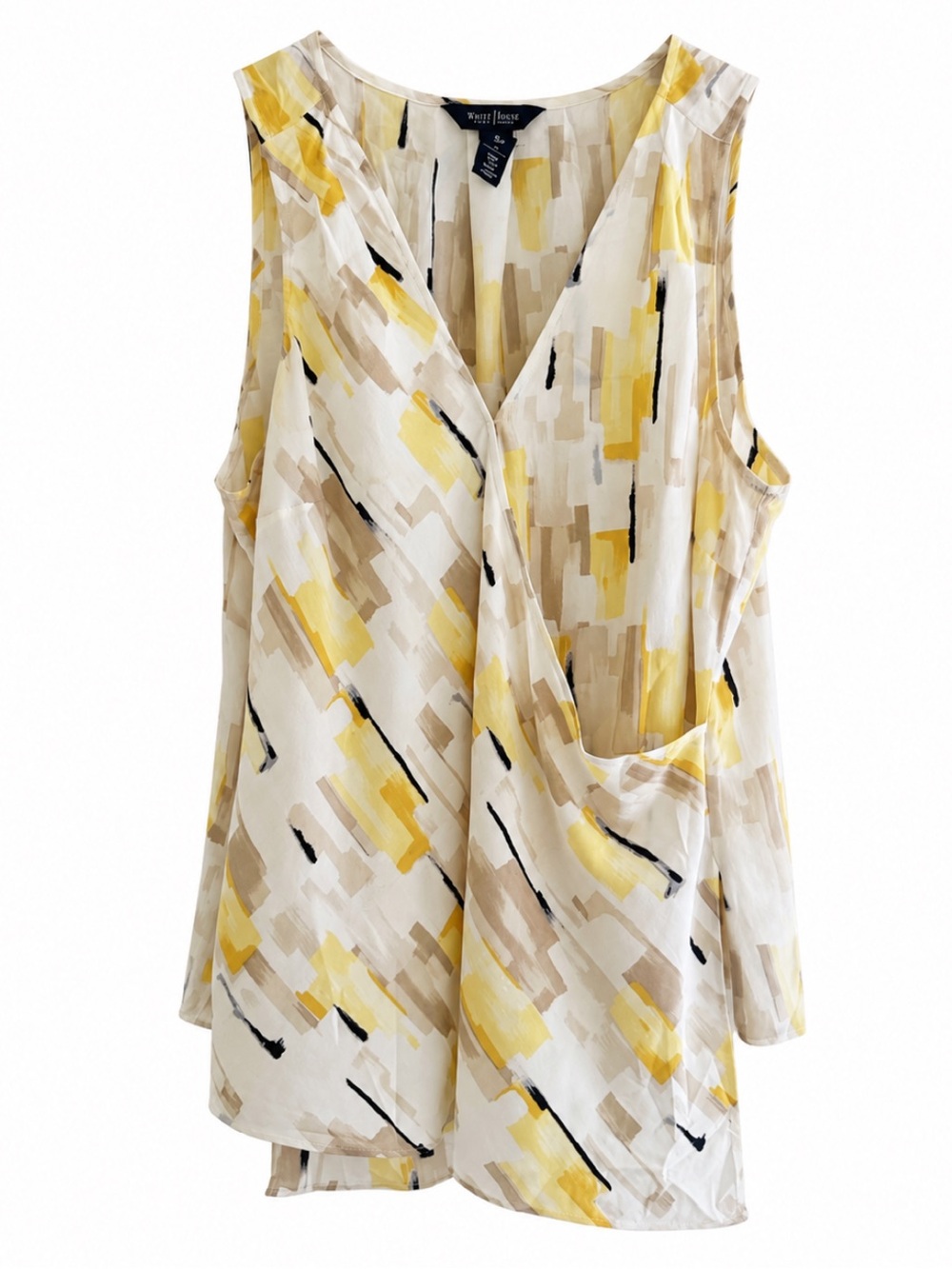 WHBM SILK BRUSH PRINT SURPLICE TOP Womens Large Geometric
